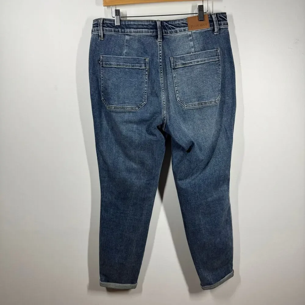 Judy‎ Blue Women's 13/31 High Waist Medium Wash Drawstring Double Cuffed Jogger